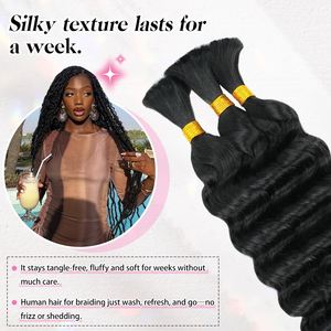 Cheveux brésiliens bruts en vrac, style bohème, ondulations profondes, pour tressage, 100g, bouclés, effet vague d'eau, sans trame, pour tresses sans nœuds - Product Image 3