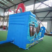 WINSUN Château gonflable aquatique sur le thème de la mer avec toboggan géant Hippocampe et Pieuvre pour enfants, idéal pour les fêtes en extérieur et la location commerciale