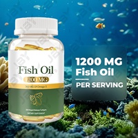 Capsules d'huile de poisson oméga-3 JBY 1200 mg par portion, 200 gélules, sans OGM, sans soja, complément d'huile de poisson, support OEM