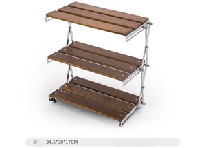Modern Lightweight Outdoor <b>Camping</b> Solid Wood Portable <b>Foldable</b> <b>Table</b> with Storage Rack for Kitchen Use - Product Image 5