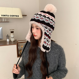 Bonnet de ski doublé en polaire pour femme, chapeau chaud d'hiver coupe-vent avec protection pour les oreilles, chapeau en laine taille adulte - Product Image 4