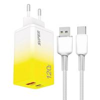 Chargeur USB Type-C PD 120W pour téléphone portable avec câble USB-C, adaptateur secteur USB-C à charge rapide 120W, prise EU