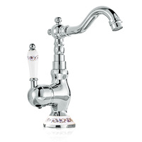 Homlex Robinet de lavabo de cuisine monotrou en laiton antique de haute qualité à poignée unique moderne classique brossé poli