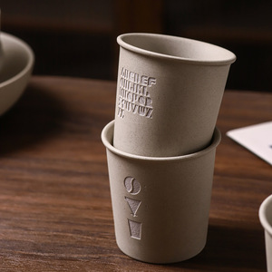 Custom Engraved logo Paper Cup Shape Ceramic Coffee Cup Vintage Ceramic Mug Without Handle - Product Image 4