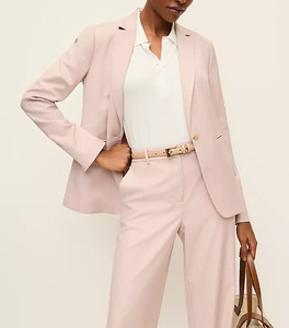 Women‘s Pink The Long One Button <b>Blazer</b> Formal Casual Office Style 100%Cotton <b>Blazer</b> Women's Suit - Product Image 2