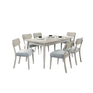 Juego de 2 sillas de comedor de grano de madera natural DB de madera maciza de goma con asiento de cojín de tela para muebles de comedor - Product Image 5