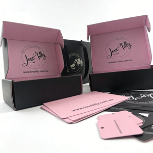 Boîte cosmétique en carton ondulé sur mesure de haute qualité, avec lamination mate et doublure en éponge, noire et rose, en gros, pour chaussettes recyclées - Product Image 2