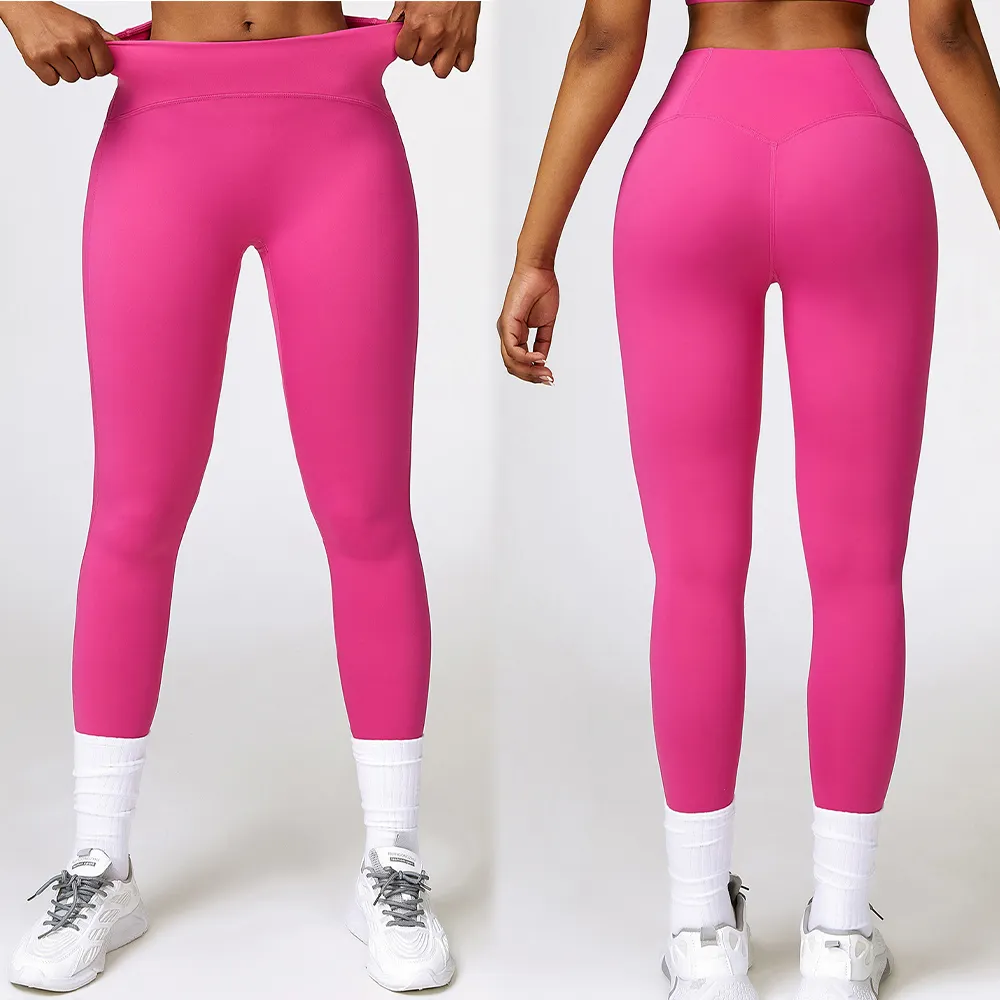 Custom Plus size Super Soft Fabric Sportswear High Waist V shape Yoga Pants Compression Exercise Gym Fitness Workout Leggings