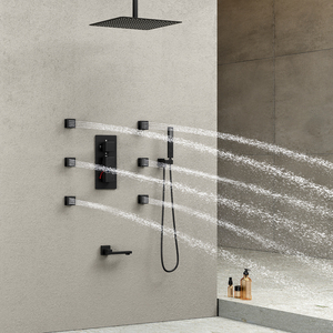 Phòng Tắm Giấu 10 Inch Shower Head Chải Vàng Vòi Hoa Sen Vòi 4 Cách Hoàn Chỉnh Tĩnh Nhiệt Lượng Mưa Hệ Thống Vòi Hoa Sen Set - Product Image 3