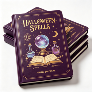 Carnet de notes personnalisé en PU sur le thème des sorts d'Halloween, format A5, avec logo personnalisé, cadeau gothique, journal intime - Product Image 1