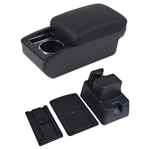 Vtear Bracciolo Anteriore in ABS con Porta USB e Portabicchieri, Vano Portaoggetti Interno per <span class=keywords><strong>Skoda</strong></span> <span class=keywords><strong>Rapid</strong></span> 2013-2018, <span class=keywords><strong>Accessori</strong></span> Auto - Product Image 1