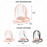 Sac bandoulière mini transparent en PVC à forme arquée, avec sangle réglable, fermeture éclair fluide, forme stable, approuvé pour les stades, pour femmes, OEM, vente en gros