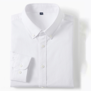 <span class=keywords><strong>Camicia</strong></span> <span class=keywords><strong>Giapponese</strong></span> Oxford in Cotone a Righe da Uomo, Antipiega, Vestibilità Lunga, Bianca, all'Ingrosso - Product Image 1