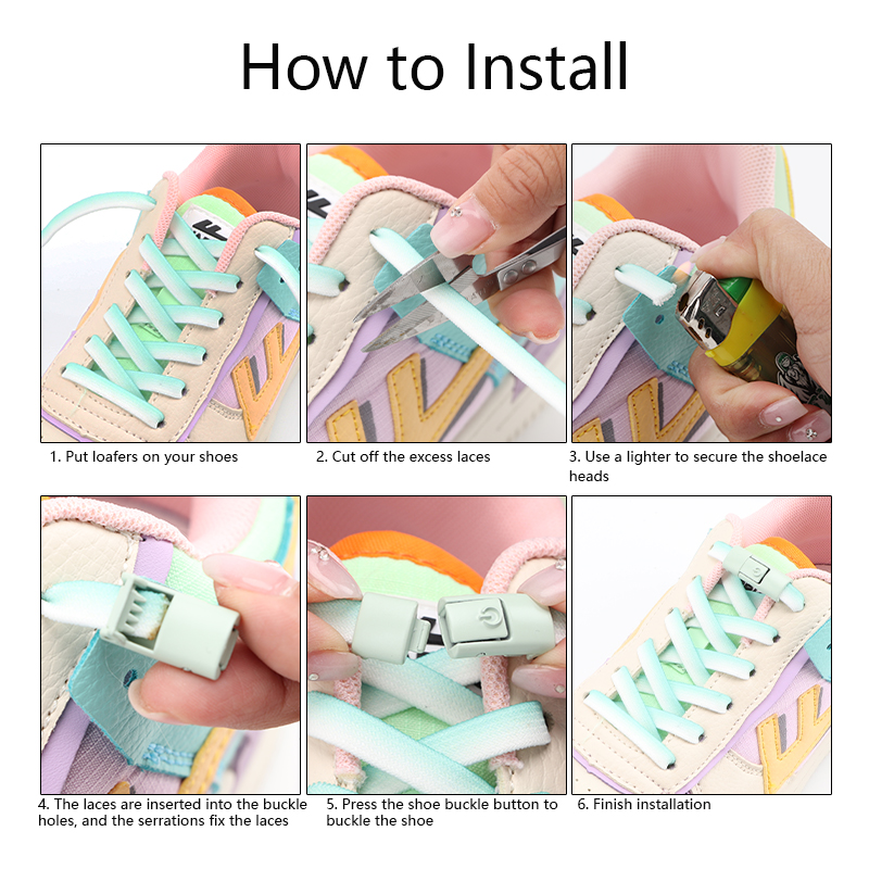 Elastic Shoe Laces for Sneakers No Tie Shoelaces Flat Men and Women Casual Shoes Lazy Shoelace Colored Metal Lock 11 Color