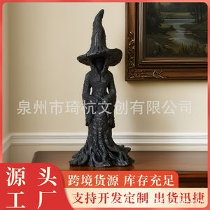 Estatua de Bruja de Resina, Decoración de Halloween, Hombre Árbol con Capa, Adorno Interior para la Sala de Estar, Decoración del Hogar QH 250744 - Product Image 5