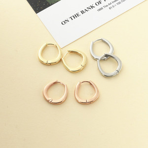 <b>Huggie</b> Earrings Rose Gold Geometric Shape Small Everyday Wear - Product Image 3