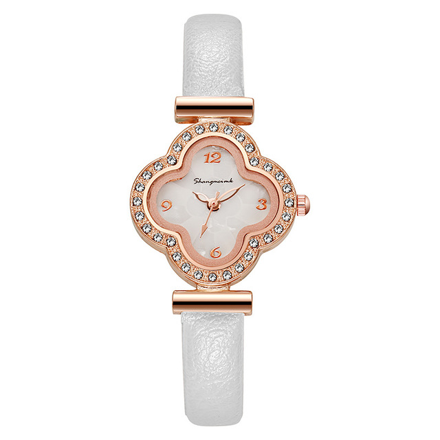 NSB067 Hifive Vintage Ladies Four Leaf Clover Gold Diamond Quartz Watches Women Wrist Luxury Orologio Donna