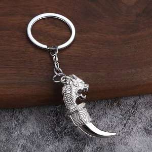 Style ethnique Tribal Loup Dent Porte-clés Mode Vintage Métal <span class=keywords><strong>Mousqueton</strong></span> Porte-clés Dessin Animé Style Dessin Animé pour Sac de Voiture ou Veste - Product Image 6