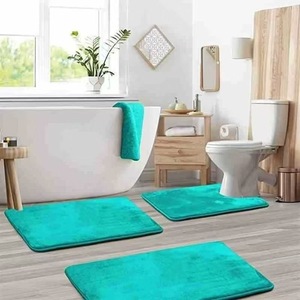 FIGOO - Prix d'usine - Ensemble de 3 tapis de bain en mousse <span class=keywords><strong>à</strong></span> mémoire de forme en polyester - Antidérapant - Absorbant - Lavable en <span class=keywords><strong>machine</strong></span> - Tapis pour hôtel - Product Image 1
