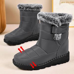 Bottes d'hiver pour femmes grandes tailles avec isolation supplémentaire et rembourrage épais en polyuréthane, bottes longues à tige haute et semelle épaisse en coton - Product Image 6