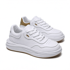 Chaussures de marche blanches pour hommes, baskets respirantes à lacets, semelle épaisse, décontractées, bout rond, streetwear - Product Image 1