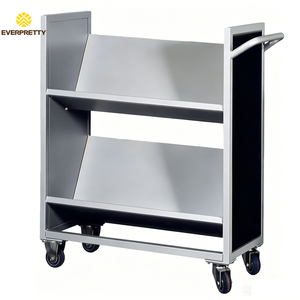 Chariot de <span class=keywords><strong>bibliothèque</strong></span> en métal robuste à 2 niveaux avec étagères, chariot mobile pour <span class=keywords><strong>bibliothèque</strong></span> avec <span class=keywords><strong>roulettes</strong></span> pour école, bureau, archives - Product Image 3