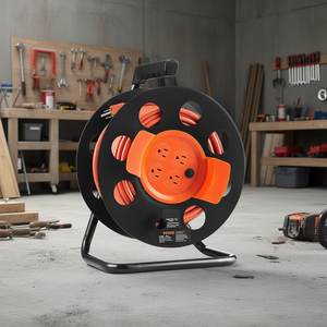 DB Wholesale - Carrete de Cable de Extensión de 100 Pies, 6 Tomas, 14AWG SJTOW, Cable de Alimentación de Alta Resistencia para Uso Industrial - Product Image 2