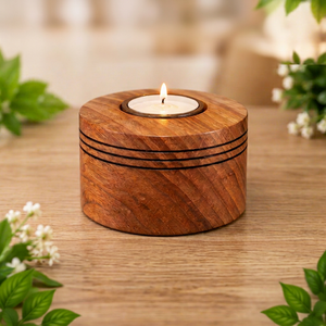 Handmade Wooden <b>Tea</b> <b>Light</b> <b>Holder</b> Rustic Candle Stand Natural Wood Wedding Birthday Easter Home Decor - Product Image 1