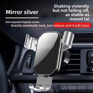 Support de téléphone pour voiture S22 en gros d'usine, fixation sur grille d'aération, finition miroir, support de navigation à détection de gravité avec conception à clipser - Product Image 2