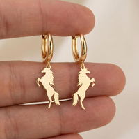 Boucles d'oreilles pendantes Zodiaque Cheval Porte-bonheur, style équestre, en or, cadeau de mode pour les fêtes