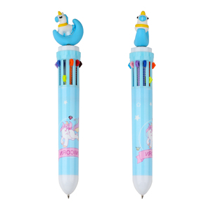 Wholesale 10 Colors Cute Color Ball <b>Pen</b> with Kawaii Silicone Animal Unicorn Head for Kids Student - Product Image 6