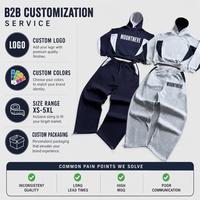 Conjunto Deportivo con Sudadera Corta con Capucha y Cordón Ajustable, Pantalones de Pierna Ancha con Cintura Elástica con Volantes, Dos Tonos, 100% Algodón, Puños Acanalados, Unisex, OEM