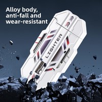 Briquet torche style Mecha, coupe-vent, flamme rouge, rechargeable au butane, avec lumière LED tendance