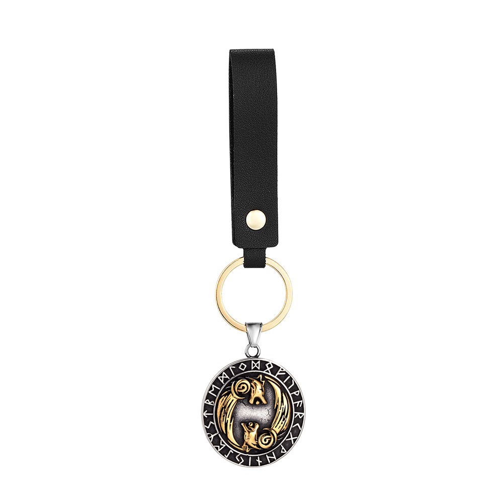 Pendentif bicolore avec cordon en cuir