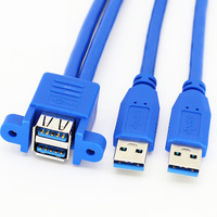 Boîtier d'ordinateur Câble USB Double USB 3.0 Mâle à Femelle Câble de montage sur panneau Cordon de données d'extension USB pour ordinateur