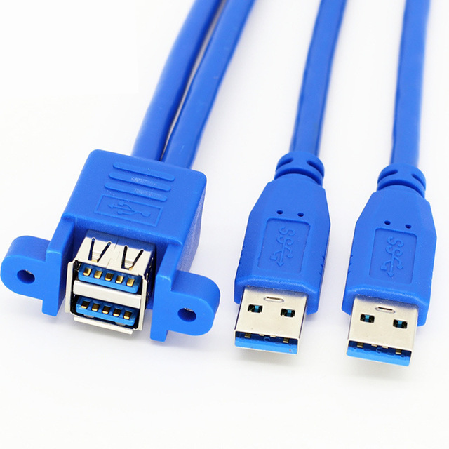 Computer case USB Cable Dual USB 3.0 Male to Female Panel Mount Cable Computer USB Extension Data Cord