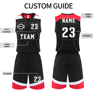 Maillots de <span class=keywords><strong>basket</strong></span>-ball rouges et blancs brodés au lycée et au collège, uniforme d'équipe de <span class=keywords><strong>basket</strong></span>-ball pour hommes avec logo en chiffres Lq226 - Product Image 2
