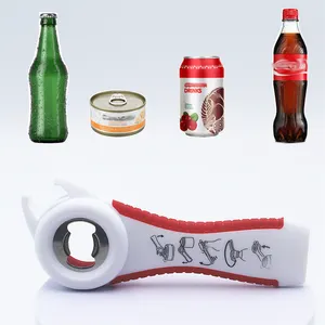 新款5合1多功能啤酒瓶和开罐器开瓶器，用于手，带防滑橡胶罐夹垫
