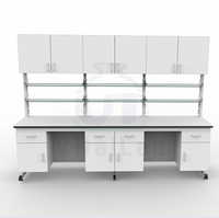 Banc de laboratoire moderne, table de travail industrielle pour laboratoire, poste de travail métallique résistant aux produits chimiques, revêtement en poudre époxy, résistant aux eaux fortement alcalines