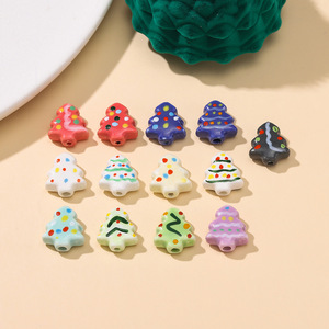 Perles de noël en céramique de formes variées, pour la fabrication de bracelets, ornements à faire soi-même, arbres de noël, bonhommes de neige, accessoires de bijoux - Product Image 4
