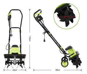 VERTAK Motoculteur électrique <span class=keywords><strong>1500W</strong></span>, largeur de travail 400mm et profondeur de travail 220mm, cultivateur 24 lames pour la culture du sol de jardin - Product Image 3
