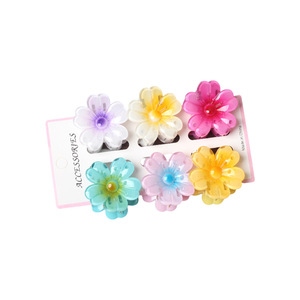 Ensemble de 6 pinces à cheveux en plastique de 4 cm, design européen et américain, motif floral élégant et mignon, pour queue de cheval, accessoires de <span class=keywords><strong>mariage</strong></span> pour femmes - Product Image 6