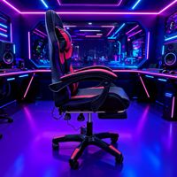 Chaise de bureau industrielle pivotante en cuir PU noir/doré à dossier haut avec fonction massage, idéale pour le gaming et le cockpit, livraison gratuite