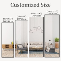 Miroir sur pied en verre pleine longueur au design minimaliste moderne, cadre en métal fait main, grande taille pour la décoration de la maison, de la chambre et du salon