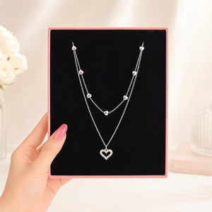 Nuevo Collar de Moda con Colgante de Corazón de Aleación, Doble Capa, con Diamantes de Imitación y Circonitas, Joyería Unisex para Aniversario, Tercera Ocasión - Product Image 3