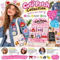 Patch brodé thermocollant et à coudre, motifs Kawaii variés (cœurs, étoiles, animaux) pour vente en gros