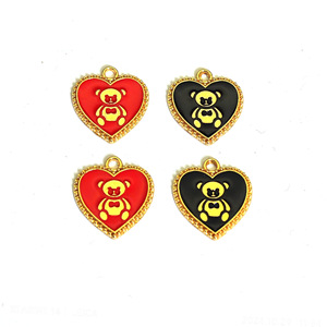 Heart Bear Alloy Charms Zinc Alloy <b>Red</b> Pink White Black Keychain Pendant DIY Jewelry <b>Bracelet</b> Necklace Charm Unisex Gift - Product Image 4