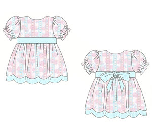 Vestido GSD3477 Personalizado para Niña, Estilo Veraniego, Estampado de Regreso a Clases, Manga con Volantes, Vestido al por Mayor - Product Image 3