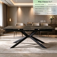 Table à manger OKAY, élégante, grandiose, design raffiné et détaillé, style moderne minimaliste, en pierre frittée.