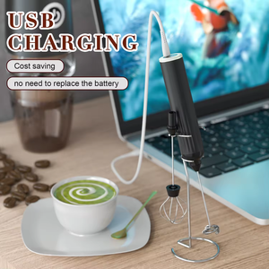Professional Wireless USB Rechargeable Variable Speed Powerful Handheld Milk Frother with Compact Metal Stand for Rich Creamy - Product Image 5